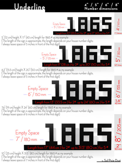 Underline House Numbers - LED Sign ( Font Options )