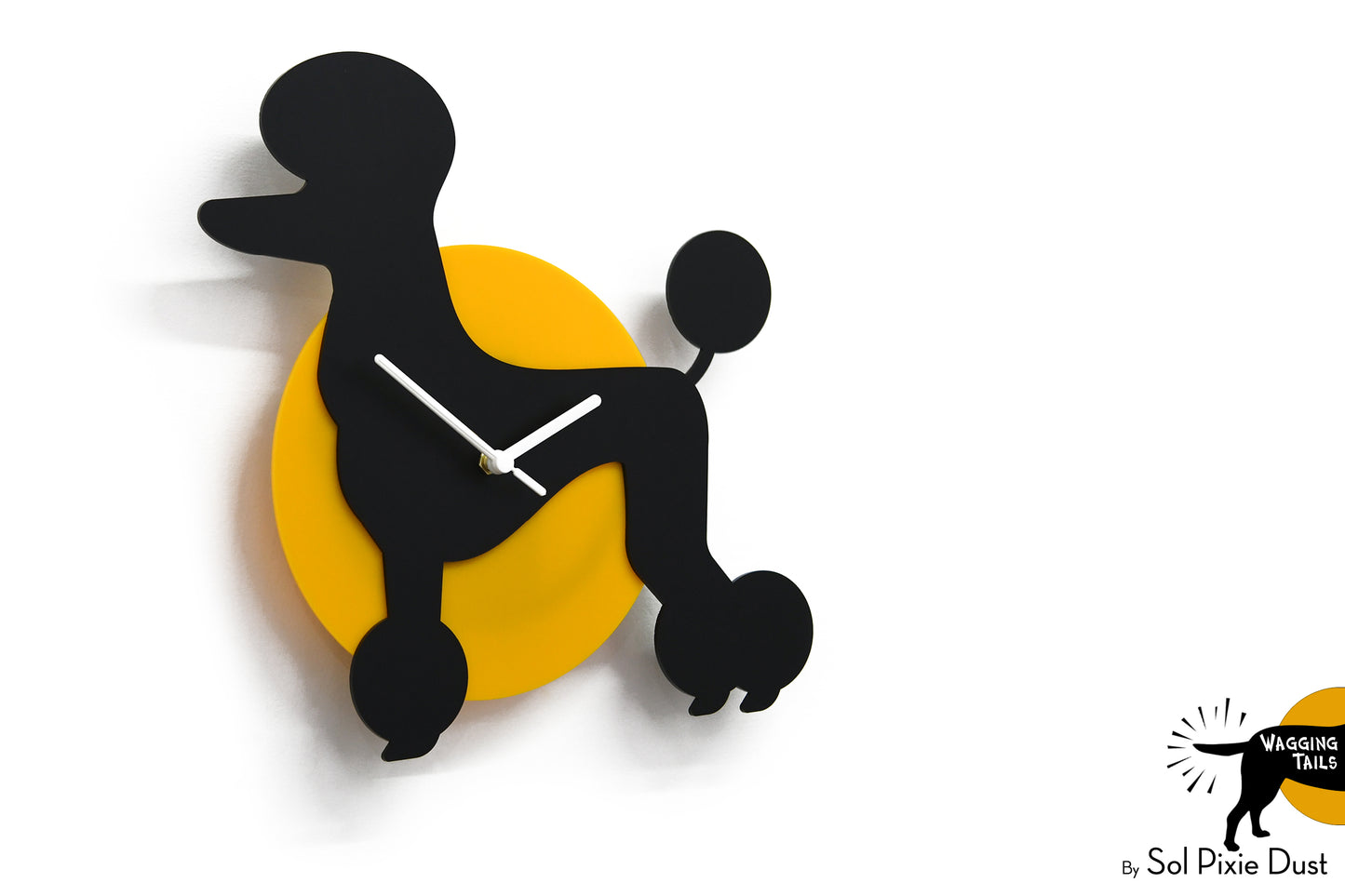 Poodle Wagging Tail Wall Clock