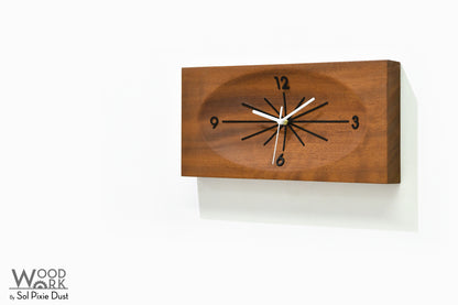 Wooden Retro Clock - Solid Iroko Wood