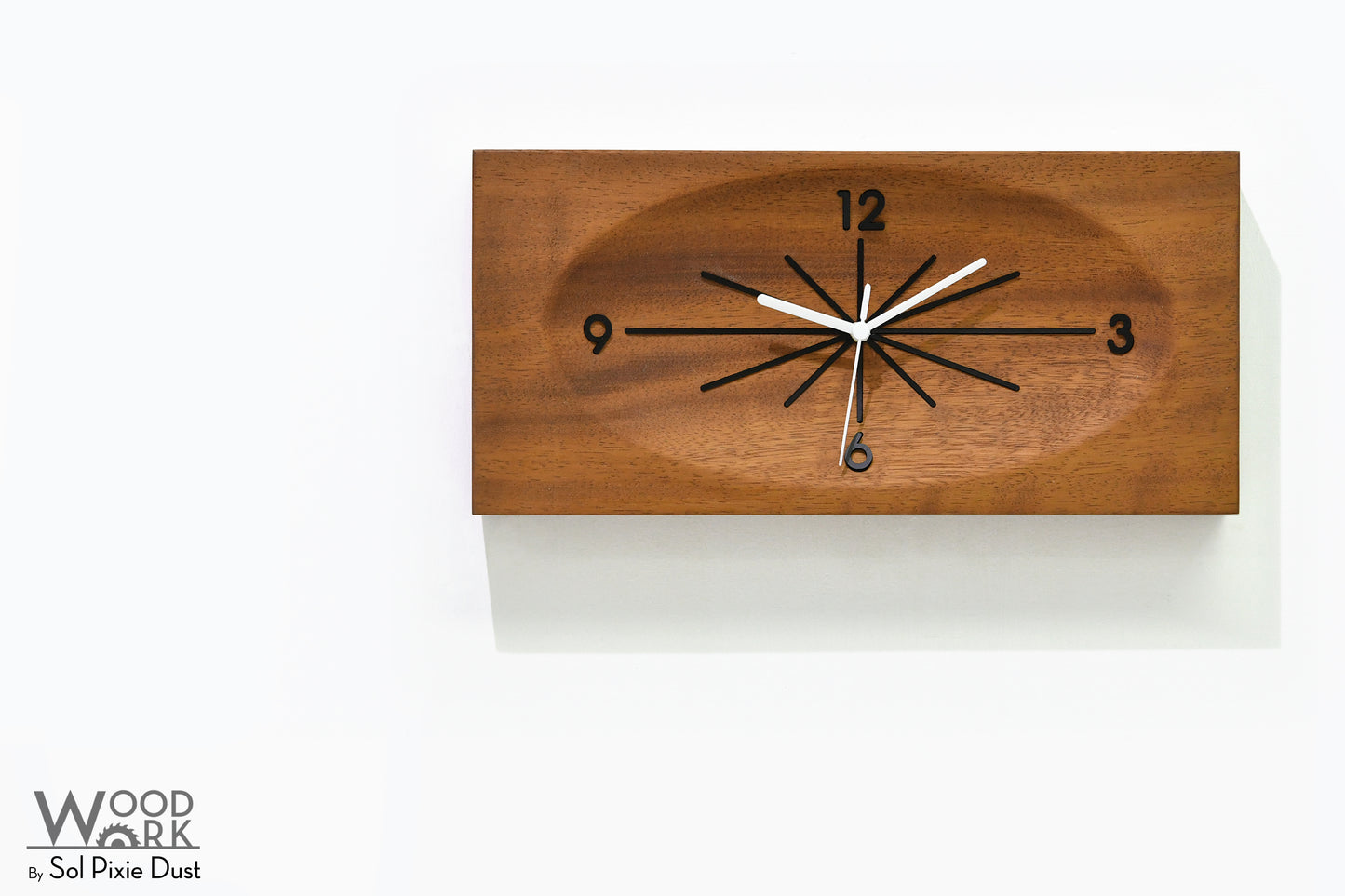 Wooden Retro Clock - Solid Iroko Wood
