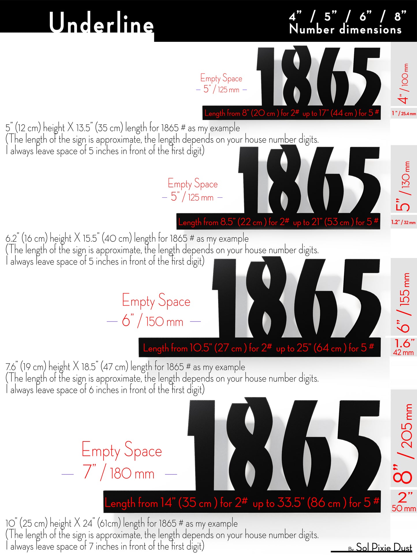 Underline House Numbers - LED Sign ( Font Options )