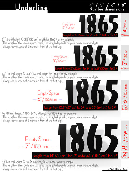 Underline House Numbers - LED Sign ( Font Options )