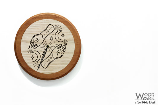 Wooden Moon Phase Wall Clock - Lunar Cycle