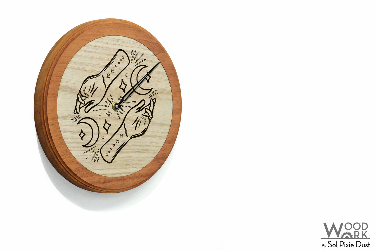 Wooden Moon Phase Wall Clock - Lunar Cycle