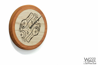 Wooden Moon Phase Wall Clock - Lunar Cycle