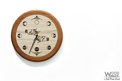 Wooden Moon Phase Wall Clock - Lunar Cycle