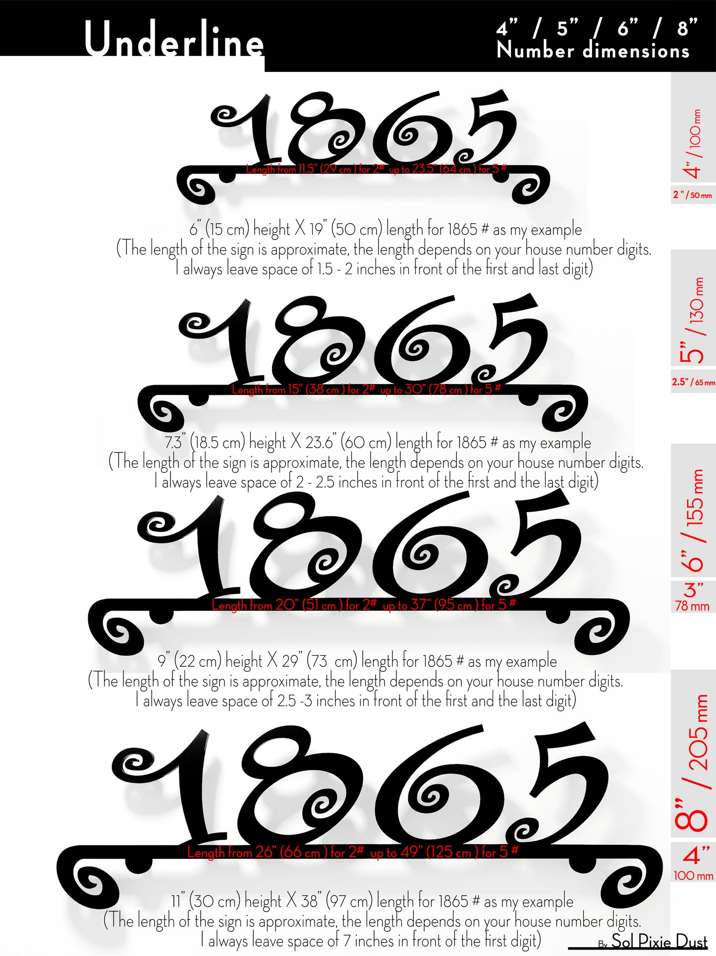 Underline House Numbers - LED Sign ( Font Options )