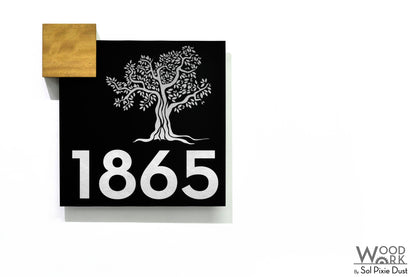 Aluminum (ACP) Address Signs with Solid Wood Mount