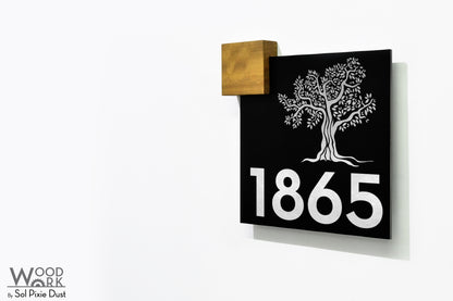 Aluminum (ACP) Address Signs with Solid Wood Mount