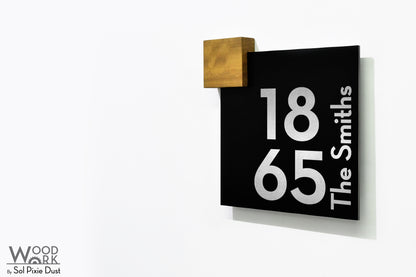 Aluminum (ACP) Address Signs with Solid Wood Mount