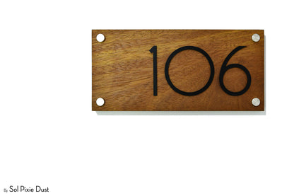 Solid Wood Address Plaques African Teak (Iroko) - Signs