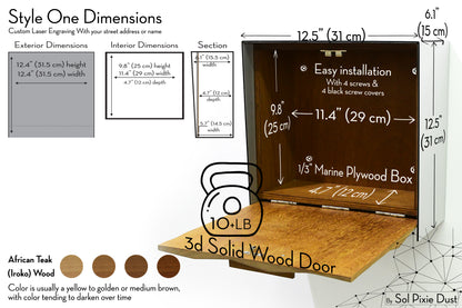 Type 1 - Wall Mounted Mailbox with Custom Door Styles & Body Colors