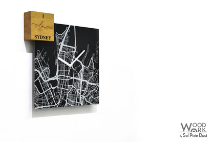 Modern Black Aluminum with Solid Iroko Wood Wall Clock