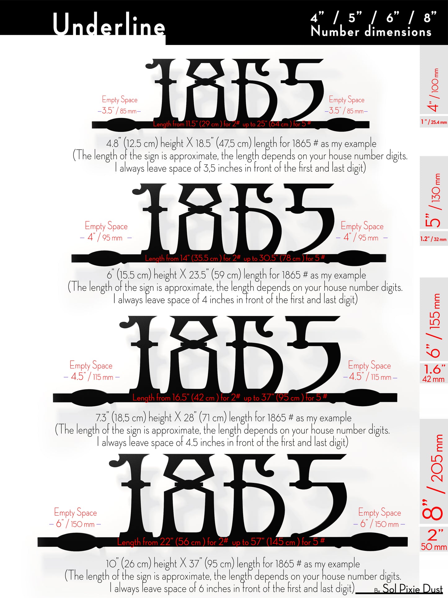 Underline House Numbers - LED Sign ( Font Options )
