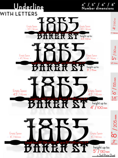Underline House Numbers - LED Sign ( Font Options )