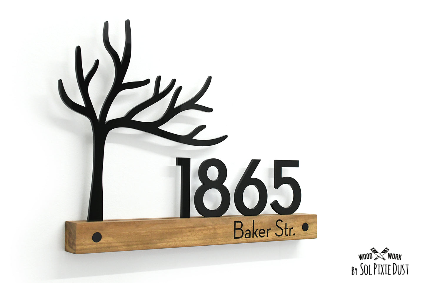 Underline African Teak Iroko or Hollow Aluminum Address Plaque - LED Signs
