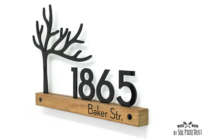 Underline African Teak Iroko or Hollow Aluminum Address Plaque - LED Signs