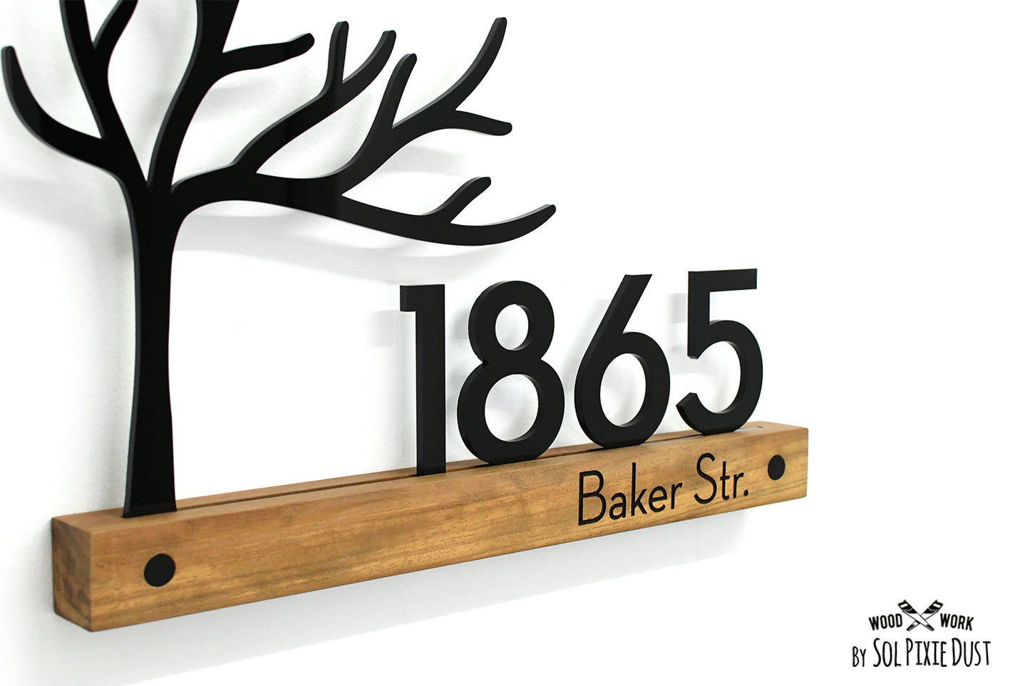 Underline African Teak Iroko or Hollow Aluminum Address Plaque - LED Signs