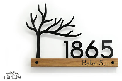 Underline African Teak Iroko or Hollow Aluminum Address Plaque - LED Signs