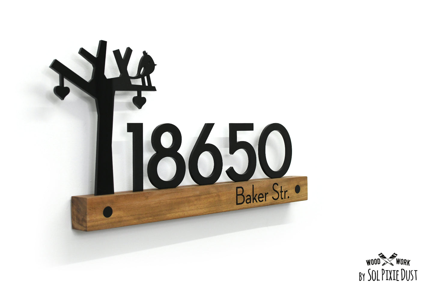 Underline African Teak Iroko or Hollow Aluminum Address Plaque - LED Signs