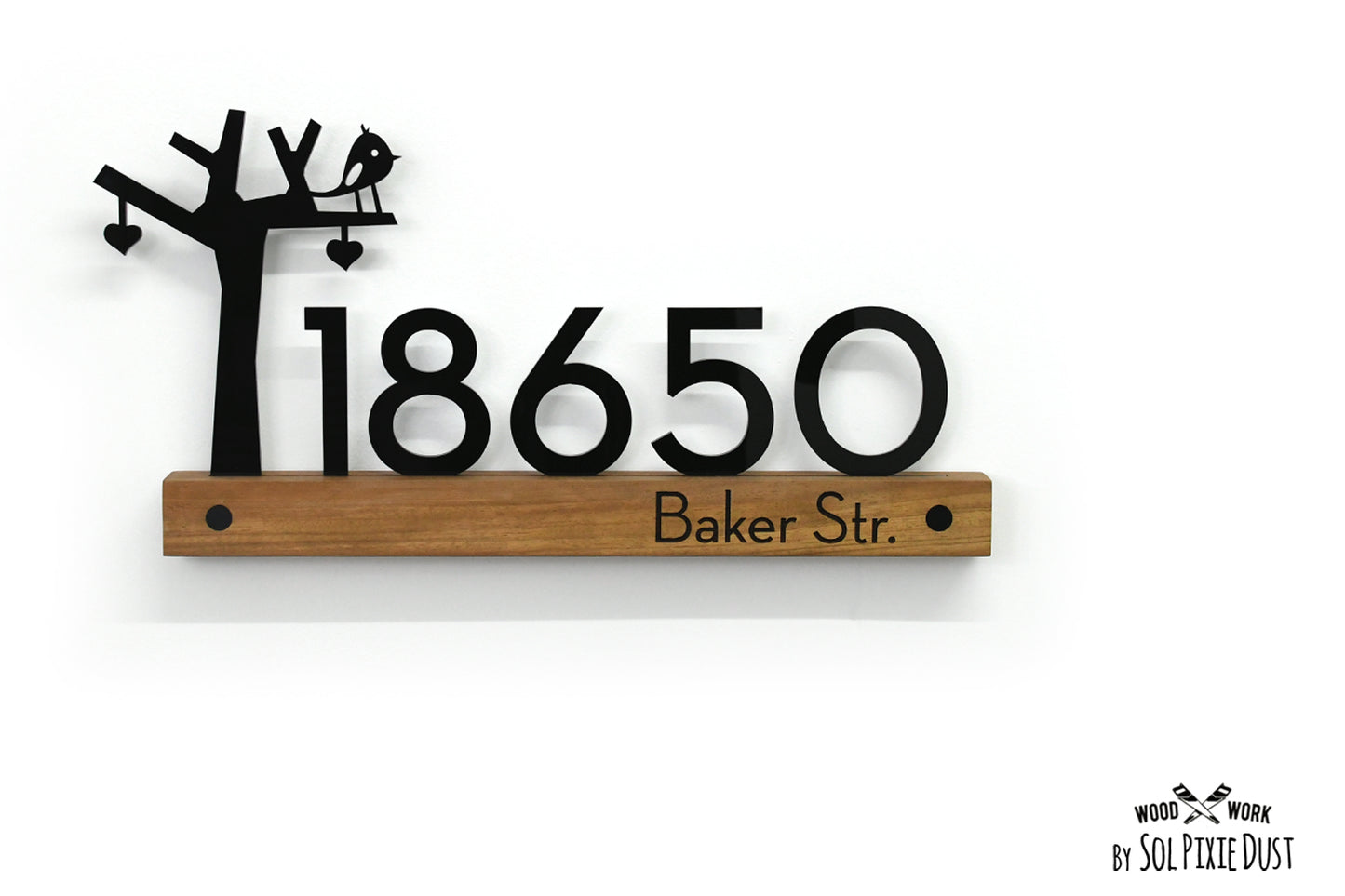 Underline African Teak Iroko or Hollow Aluminum Address Plaque - LED Signs