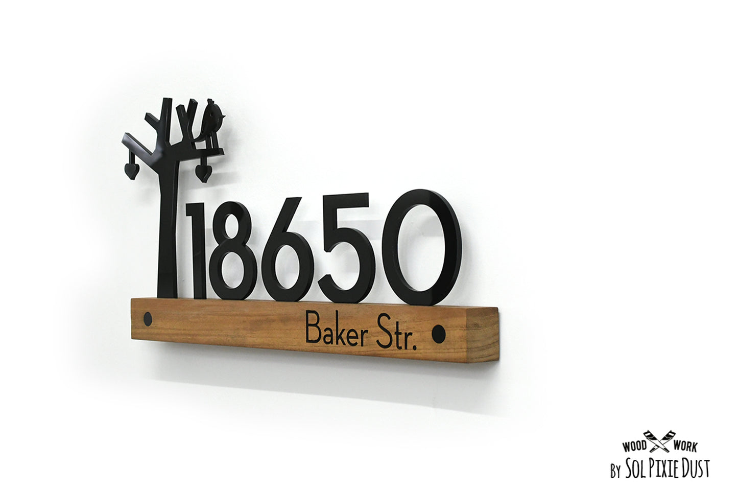 Underline African Teak Iroko or Hollow Aluminum Address Plaque - LED Signs