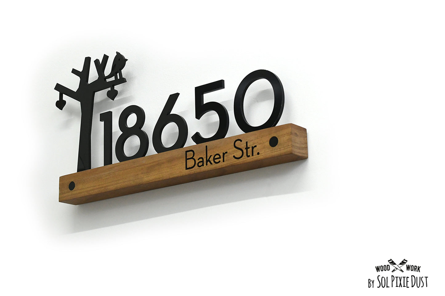 Underline African Teak Iroko or Hollow Aluminum Address Plaque - LED Signs