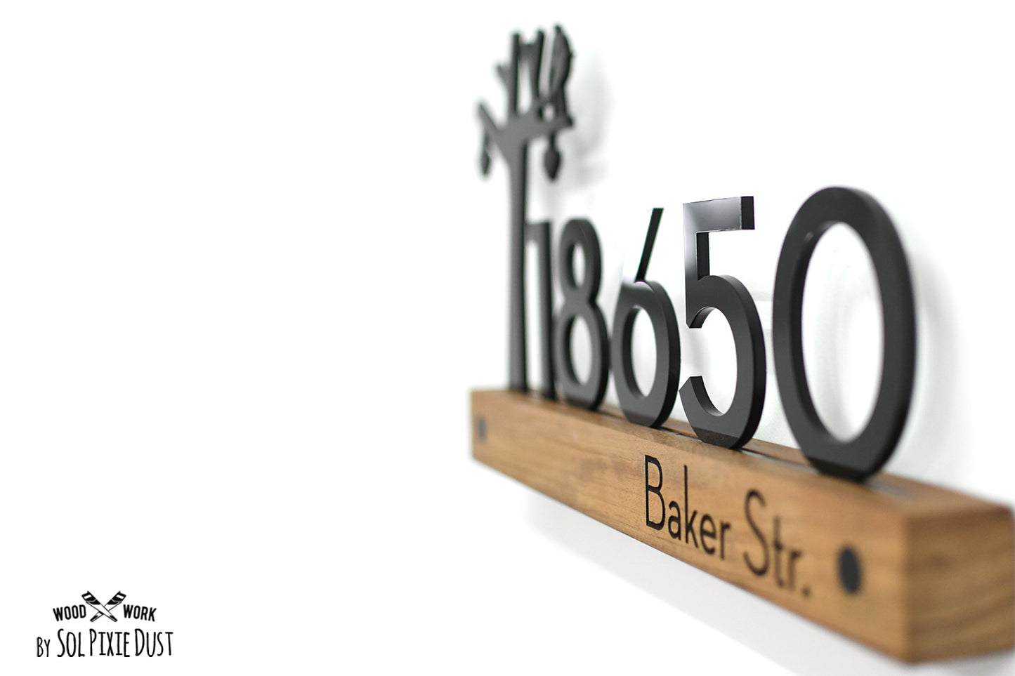 Underline African Teak Iroko or Hollow Aluminum Address Plaque - LED Signs