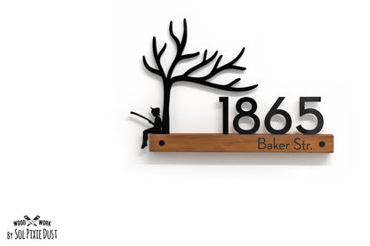 Underline African Teak Iroko or Hollow Aluminum Address Plaque - LED Signs