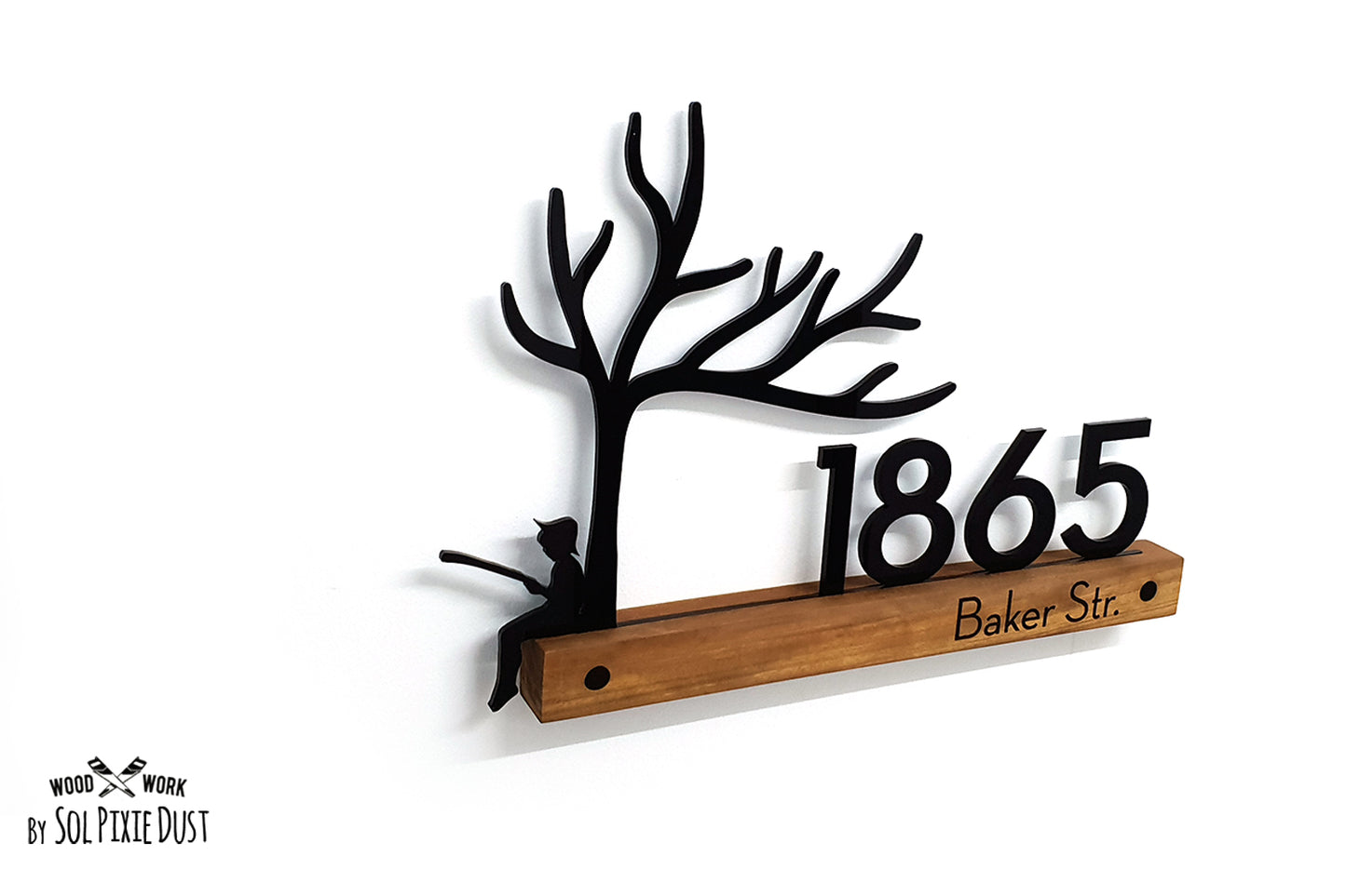 Underline African Teak Iroko or Hollow Aluminum Address Plaque - LED Signs