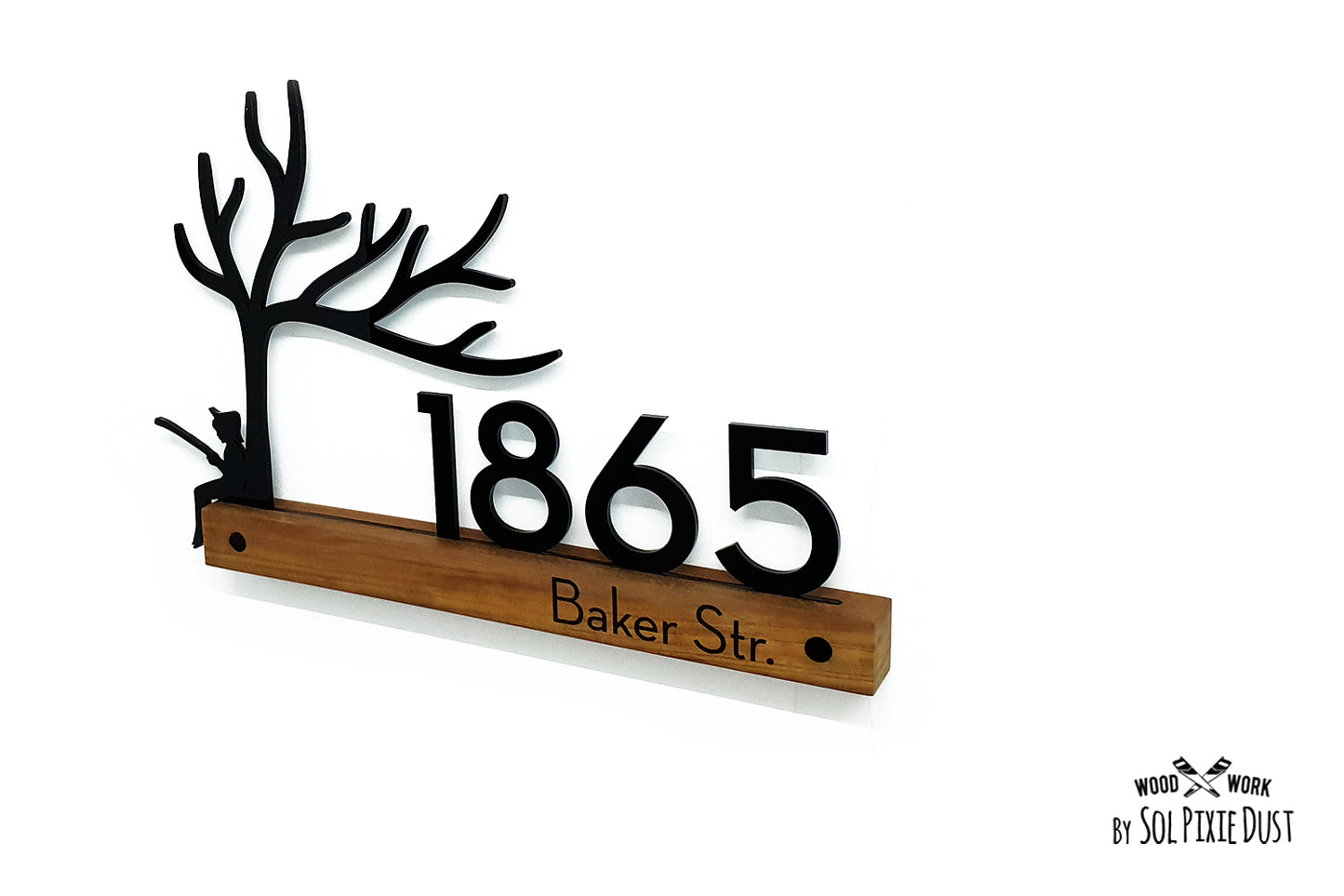 Underline African Teak Iroko or Hollow Aluminum Address Plaque - LED Signs