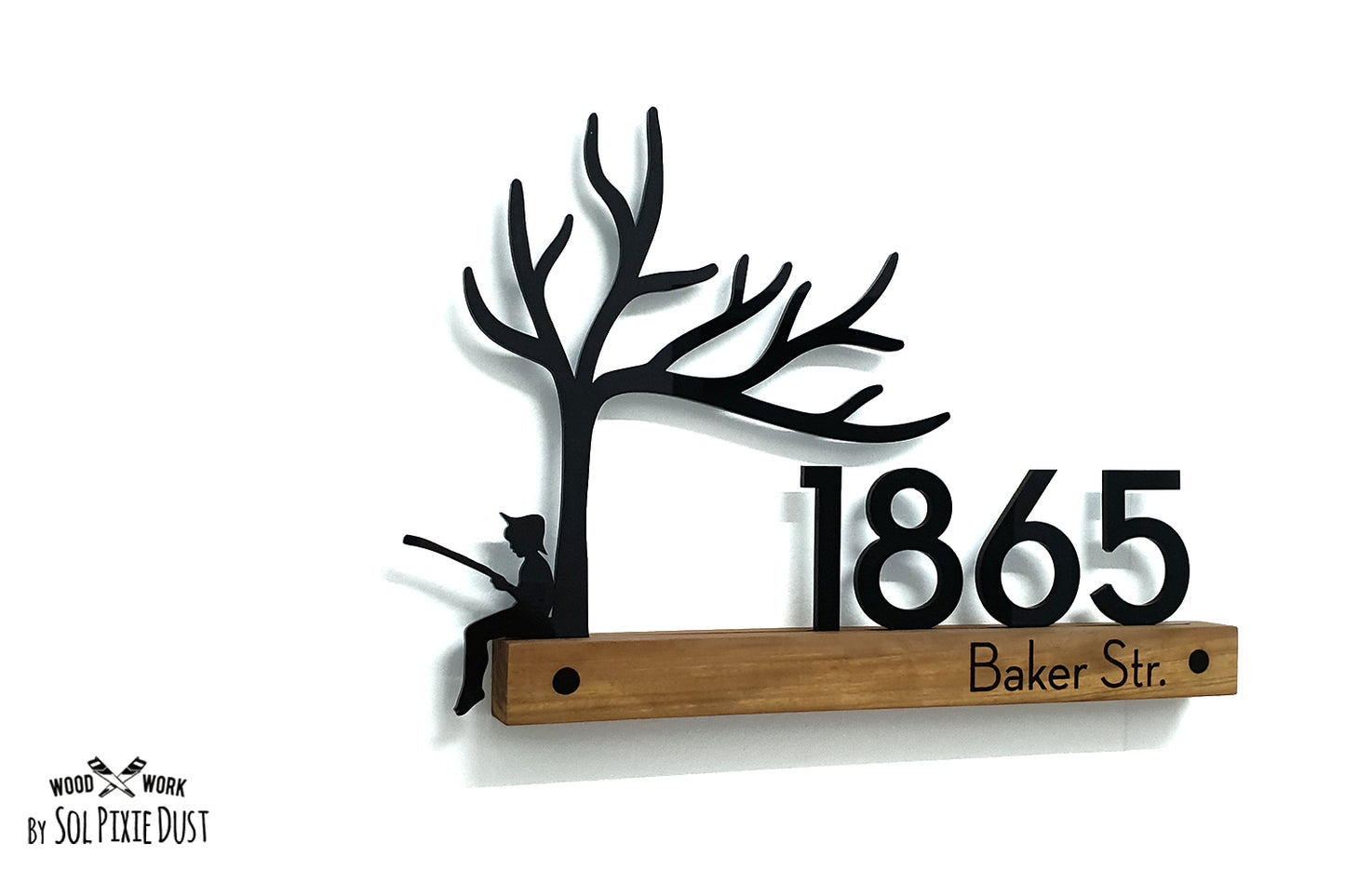 Underline African Teak Iroko or Hollow Aluminum Address Plaque - LED Signs
