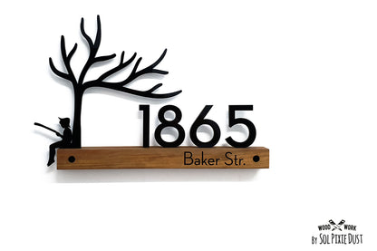 Underline African Teak Iroko or Hollow Aluminum Address Plaque - LED Signs