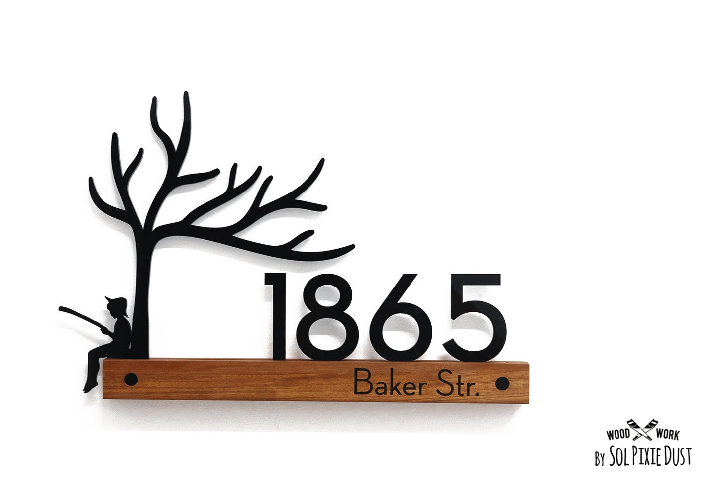 Underline African Teak Iroko or Hollow Aluminum Address Plaque - LED Signs