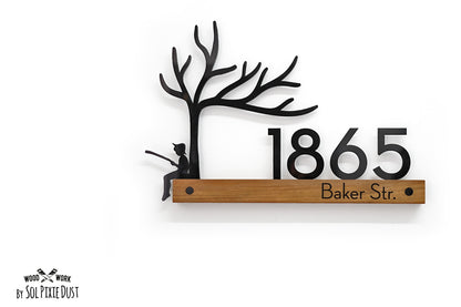 Underline African Teak Iroko or Hollow Aluminum Address Plaque - LED Signs