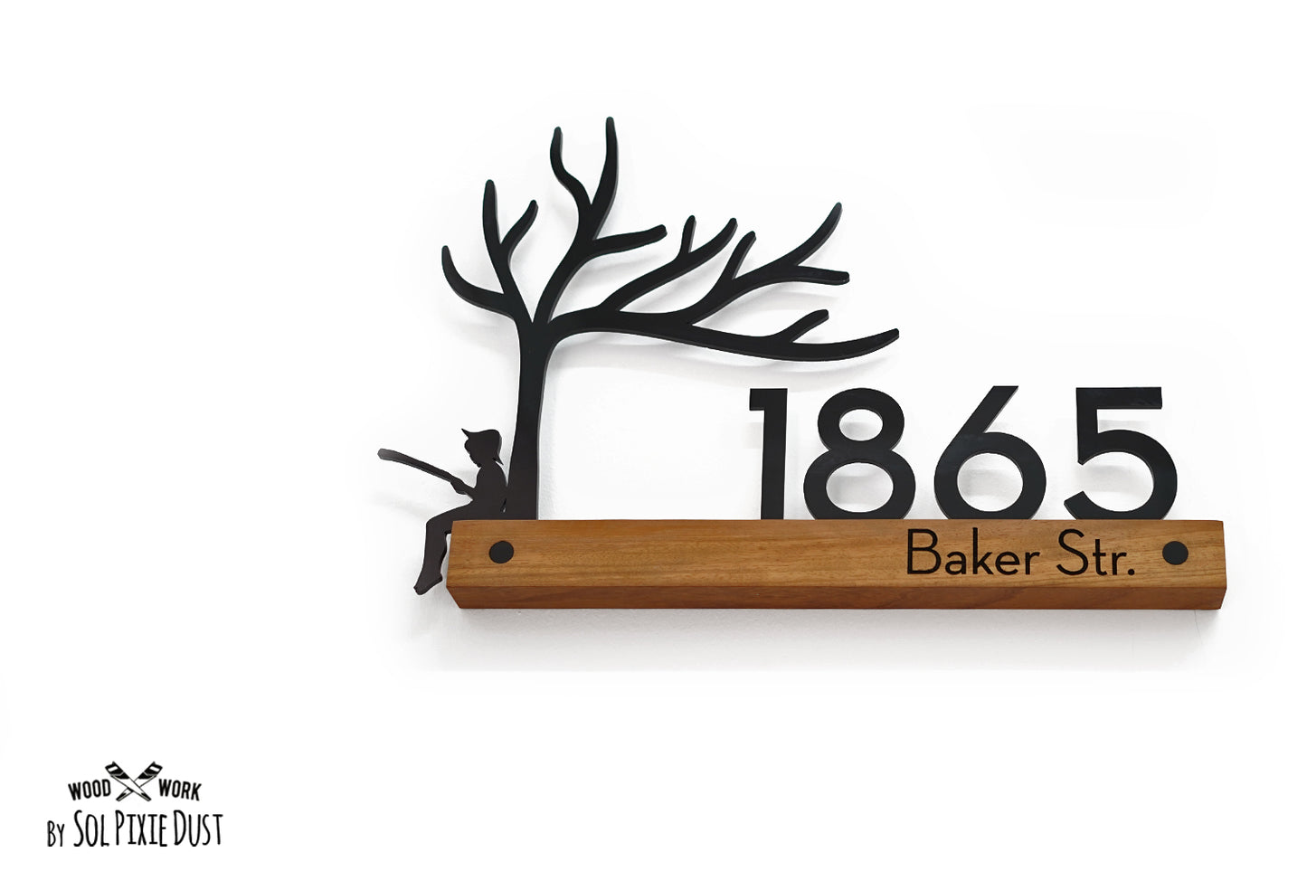Underline African Teak Iroko or Hollow Aluminum Address Plaque - LED Signs