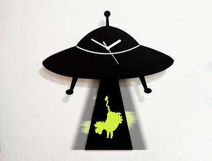 UFO Abducting Cow - Pendulum Wall Clock