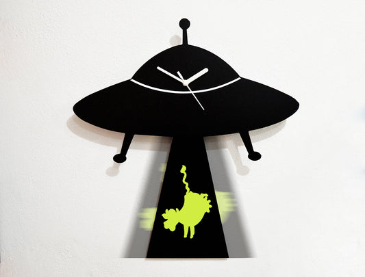 UFO Abducting Cow - Pendulum Wall Clock