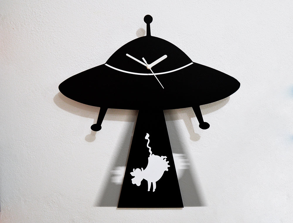 UFO Abducting Cow - Pendulum Wall Clock