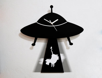 UFO Abducting Cow - Pendulum Wall Clock