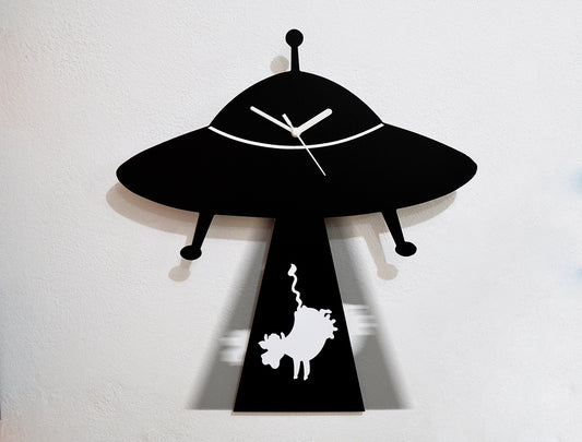 UFO Abducting Cow - Pendulum Wall Clock