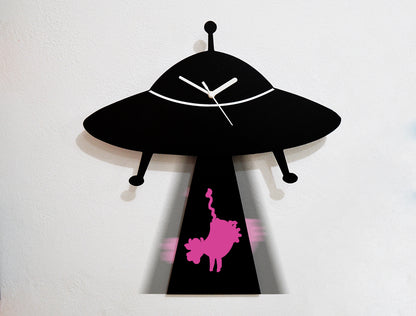 UFO Abducting Cow - Pendulum Wall Clock