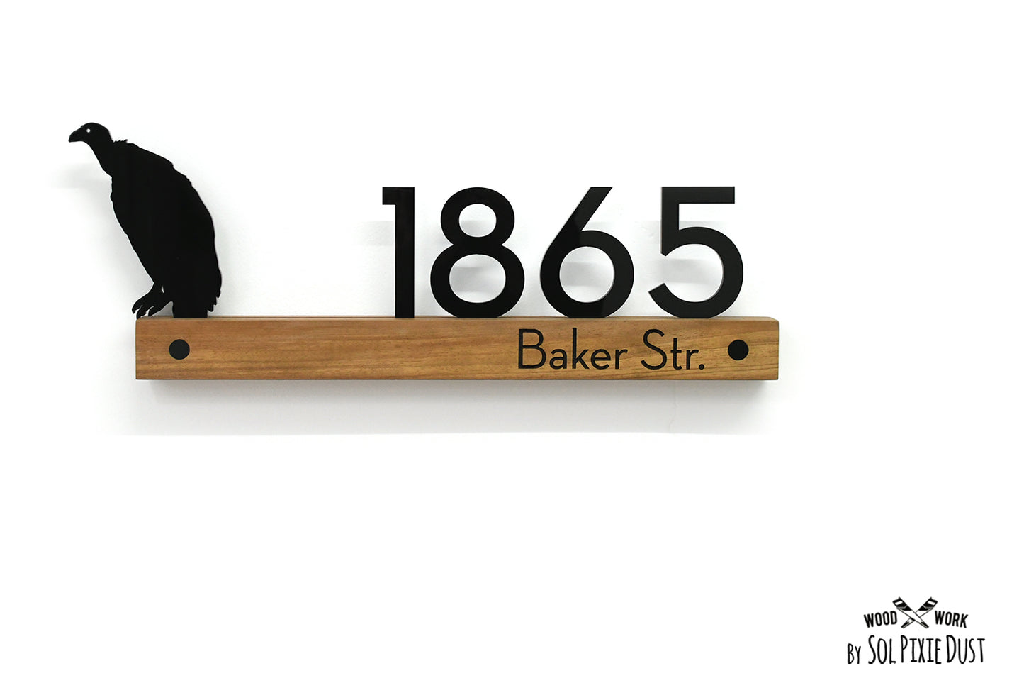 Underline African Teak Iroko or Hollow Aluminum Address Plaque - LED Signs