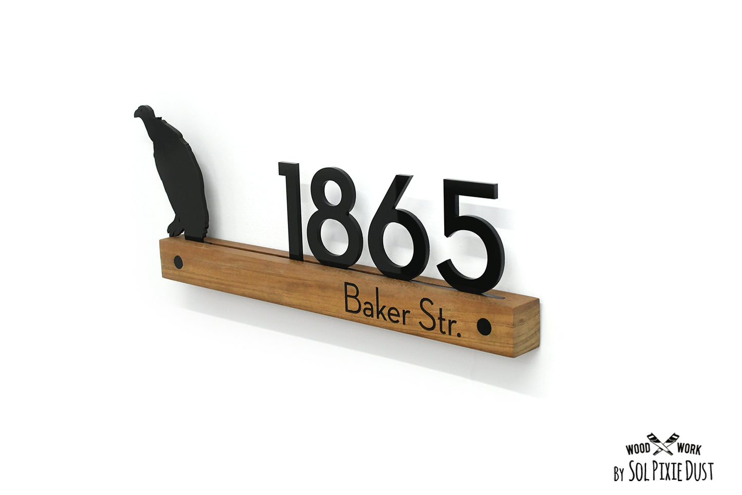 Underline African Teak Iroko or Hollow Aluminum Address Plaque - LED Signs