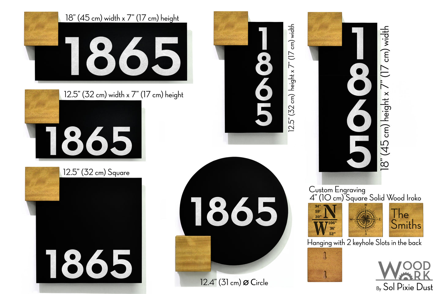 Aluminum (ACP) Address Signs with Solid Wood Mount