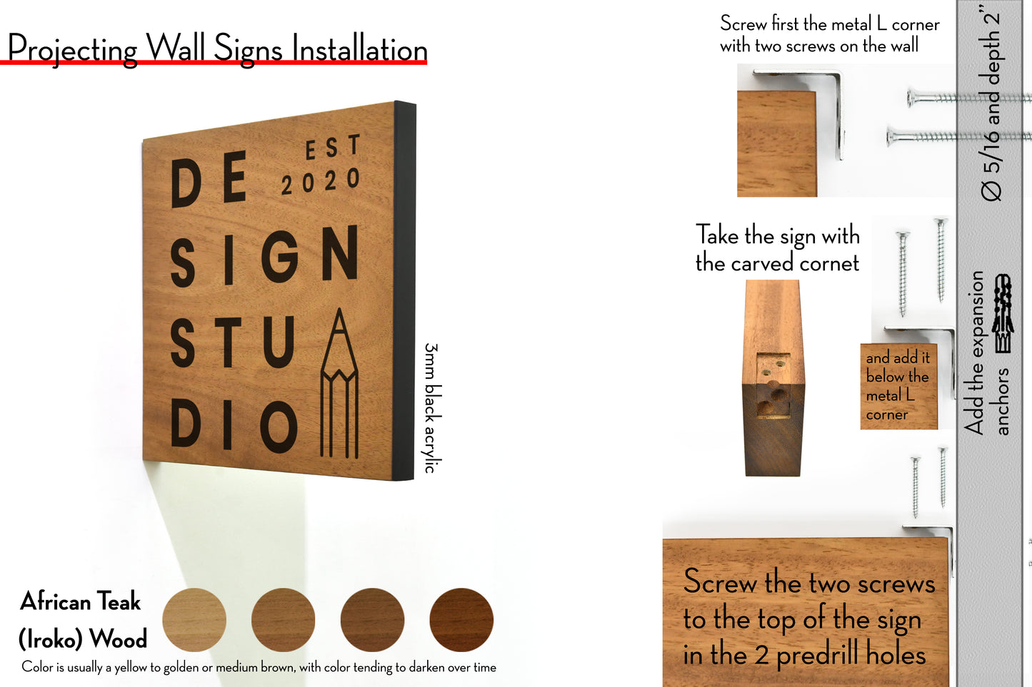 Solid Wood Address Plaques African Teak (Iroko) - Signs