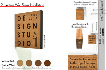 Solid Wood Address Plaques African Teak (Iroko) - Signs
