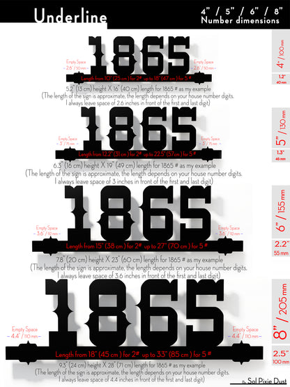 Underline House Numbers - LED Sign ( Font Options )