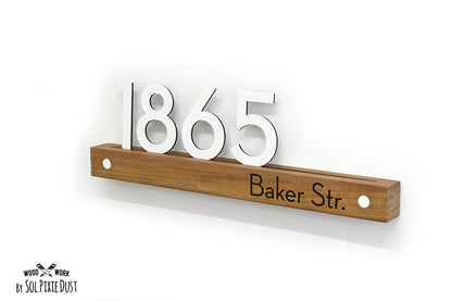 Underline African Teak Iroko or Hollow Aluminum Address Plaque - LED Signs