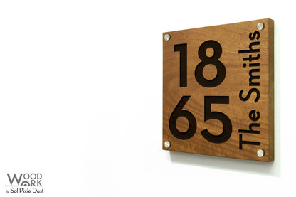 Solid Wood Address Plaques African Teak (Iroko) - Signs
